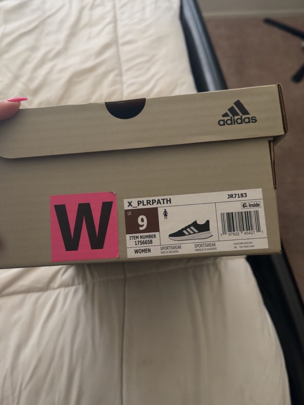 adidas Taupe Shoe Box with Pink Size Label